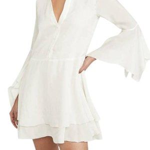 Alice + Olivia Cream Priscilla Bell-sleeve Handkerchief Shirtdress